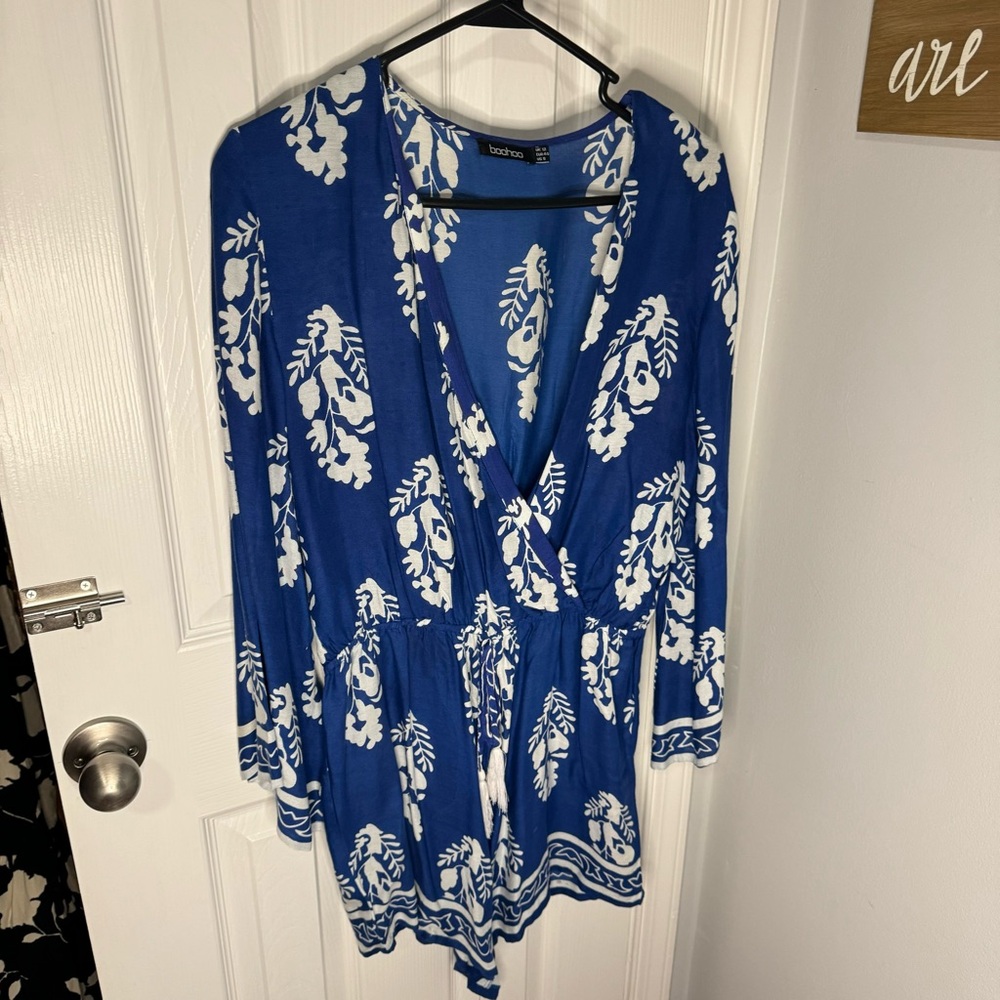 Blue pattern romper